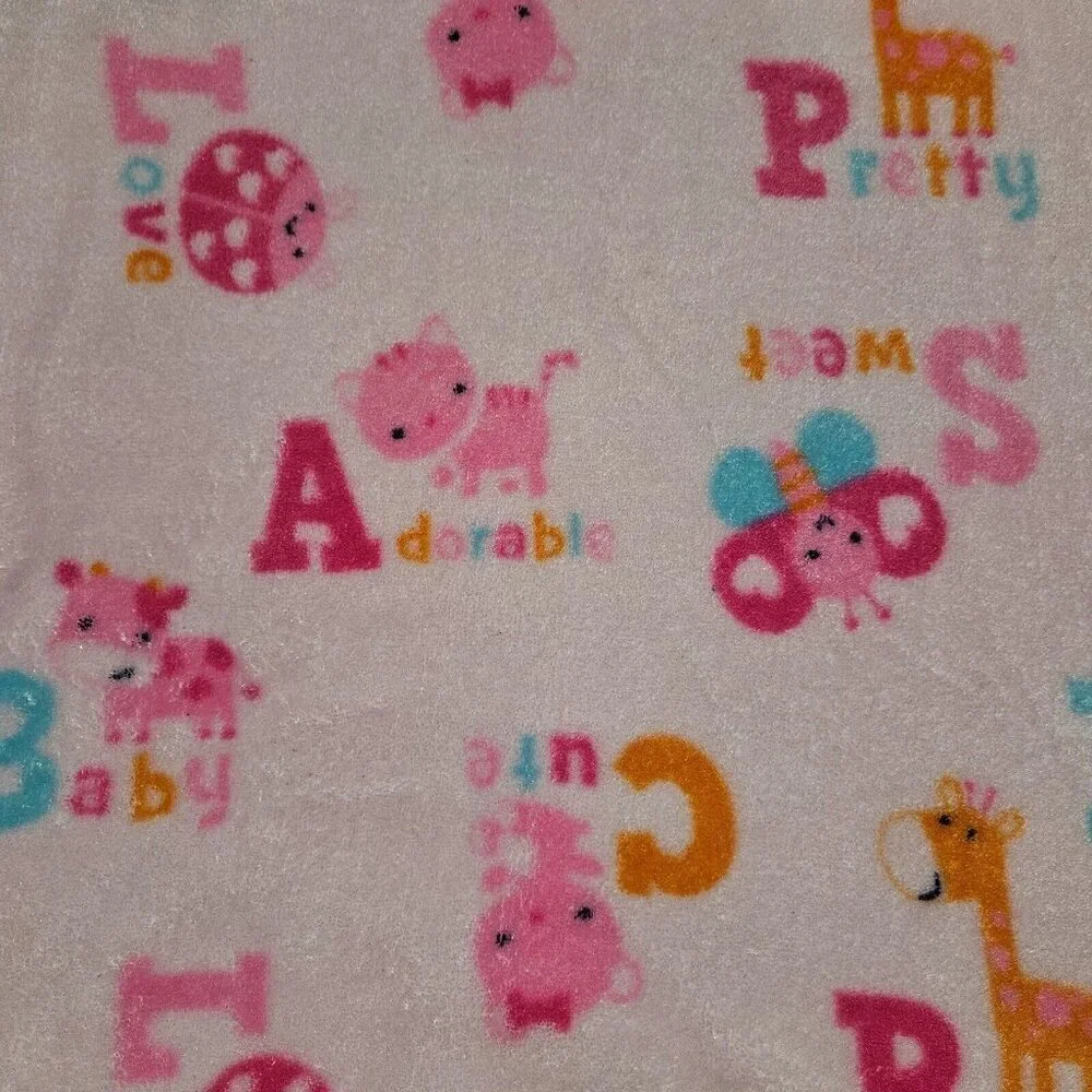 Bon Bebe Pink Orange Blue Fleece Baby Blanket Giraffe Cat Cow Butterfly Ladybug